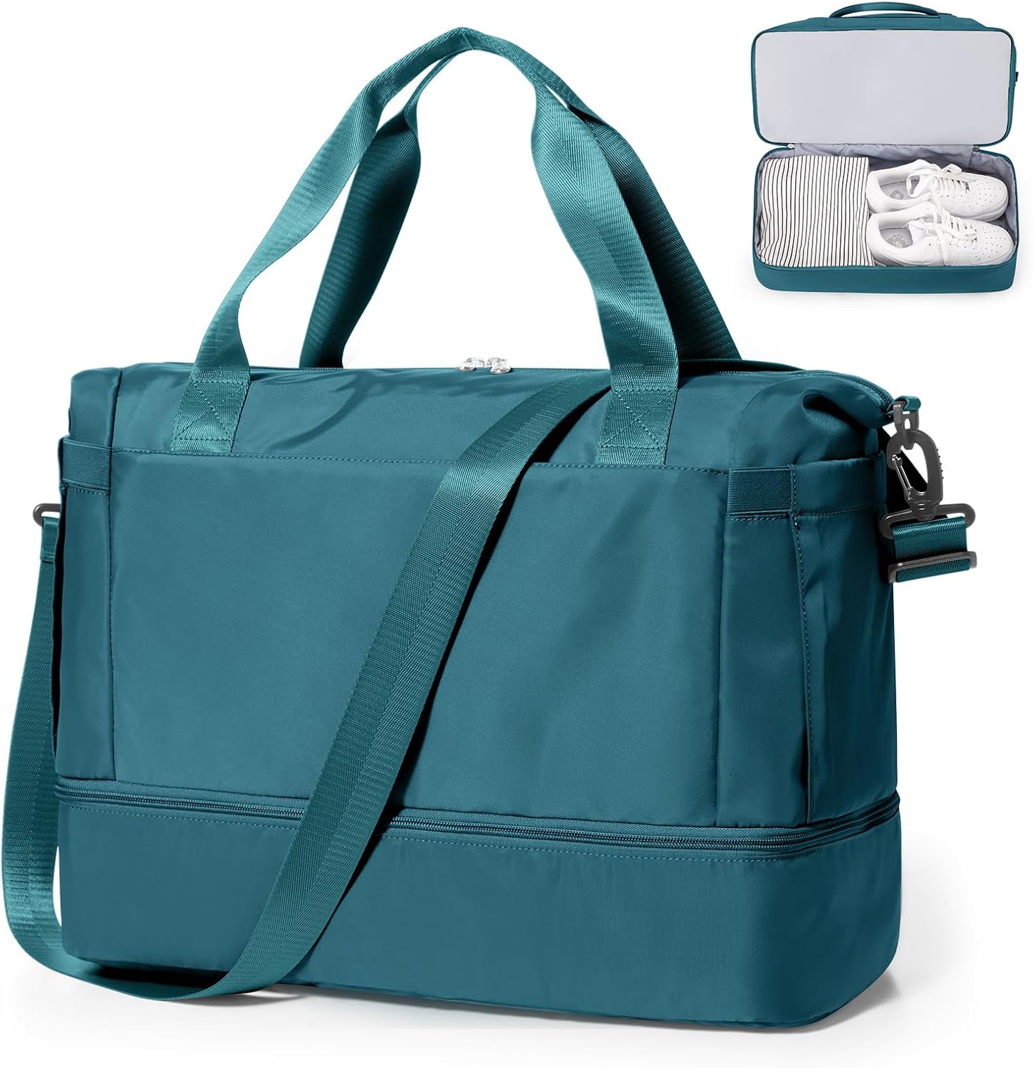 Skiennix Travel Duffel Bag - Stylish Overnight Weekender with Shoes Compartment | Peacock Blue