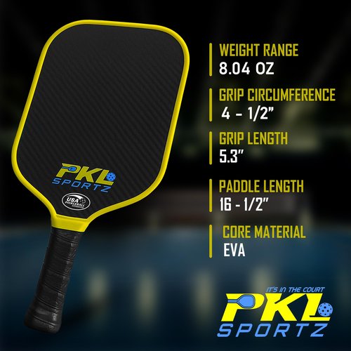PKL Professional Pickleball Paddles – USAPA Approved 3K Raw Carbon Fiber Surface Padel Racket for Max Spin & Control – 16MM Polypropylene Honeycomb Core, 4.25” Grip –Ideal for Beginners & Professional