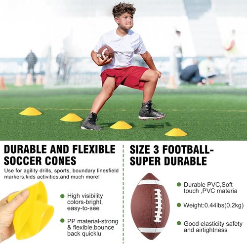 Flag Football Set by [Brand Name] - Adjustable 14/20 Player Belts with Cones, Football, Pump & Bag for Youth and Adults