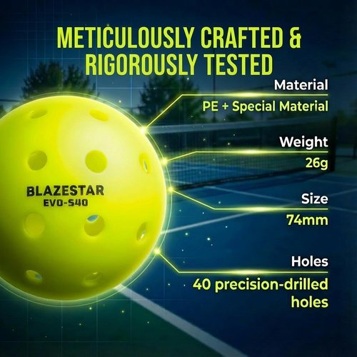 Ginullus X Blazestar Pickleball Balls 12 Pack, 40 Holes Outdoor Pickleball, 1 Piece Rotation Molding，USAPA Standard