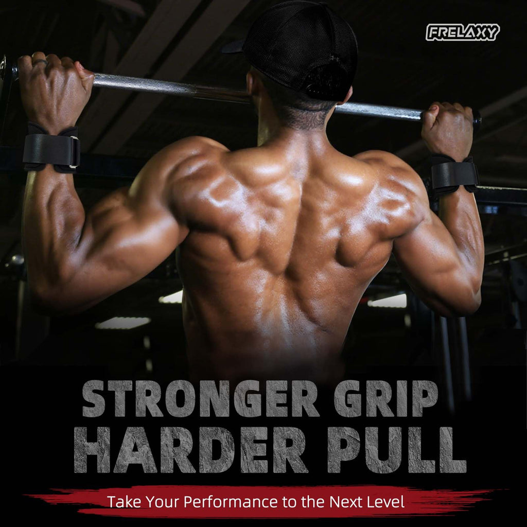 Frelaxy Lifting Wrist Straps, Rubber Weight Lifting Grips with Non-Slip Palm & Wrist Wraps Support for Deadlifts, Pull Ups, Rows, Heavy Powerlifting, Lat Pulldowns