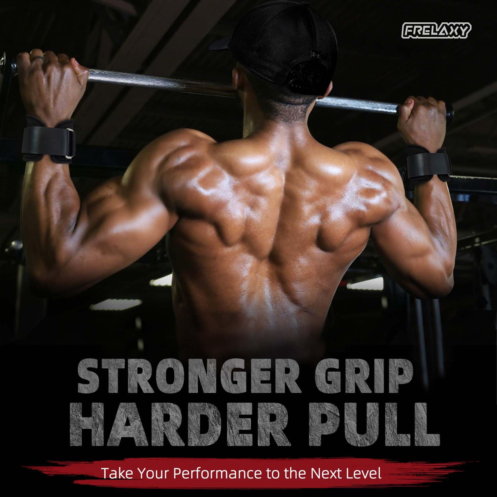 Frelaxy Lifting Wrist Straps, Rubber Weight Lifting Grips with Non-Slip Palm & Wrist Wraps Support for Deadlifts, Pull Ups, Rows, Heavy Powerlifting, Lat Pulldowns