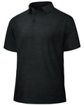 BOOJO Polo Shirts for Men - Quick Dry Moisture Wicking Black Short Sleeve Performance Golf T Shirts for Casual Work Athletic