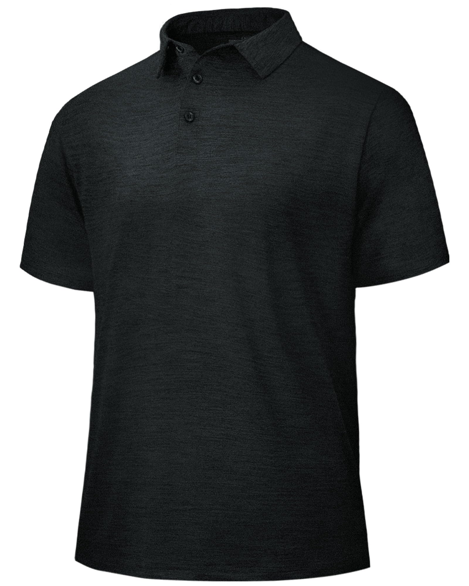 BOOJO Polo Shirts for Men - Quick Dry Moisture Wicking Black Short Sleeve Performance Golf T Shirts for Casual Work Athletic