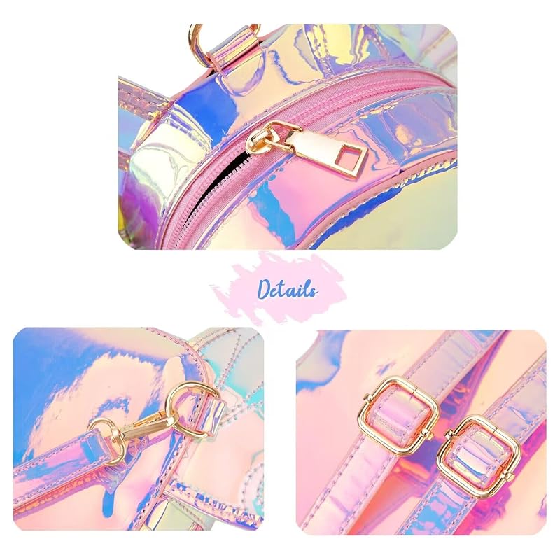 Women's Laser Holographic Backpack with Butterfly Angel Wings - Variation: Laser Pink