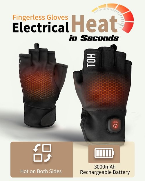 **Uncn Heated Gloves - Fingerless Touchscreen Design for Men & Women | Rechargeable 3.7V 3000mAh Battery for Cold Weather**
