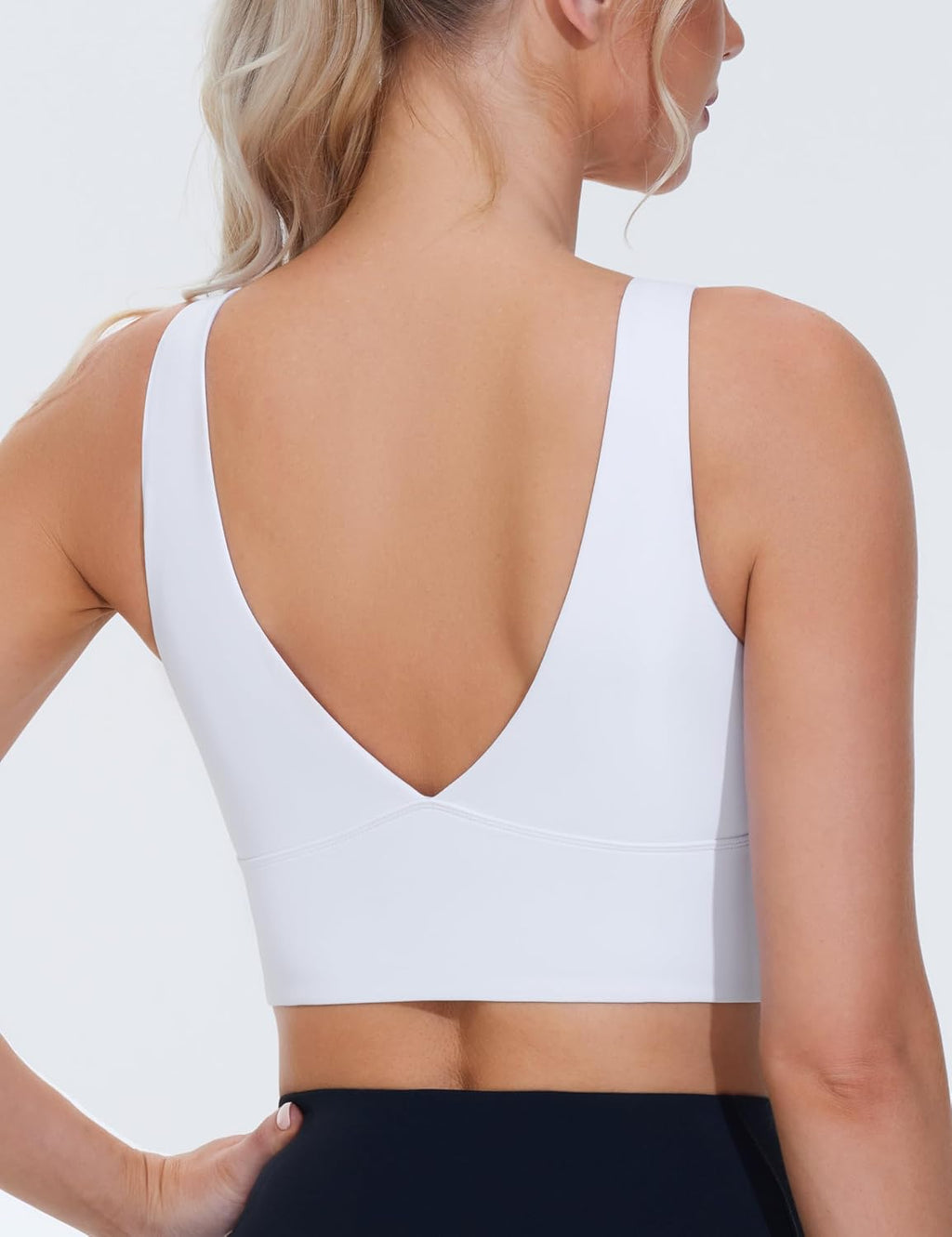The Gym People Women's Padded Sports Bra - V-Neck Wireless Stretchy Crop Top for Yoga & Workouts