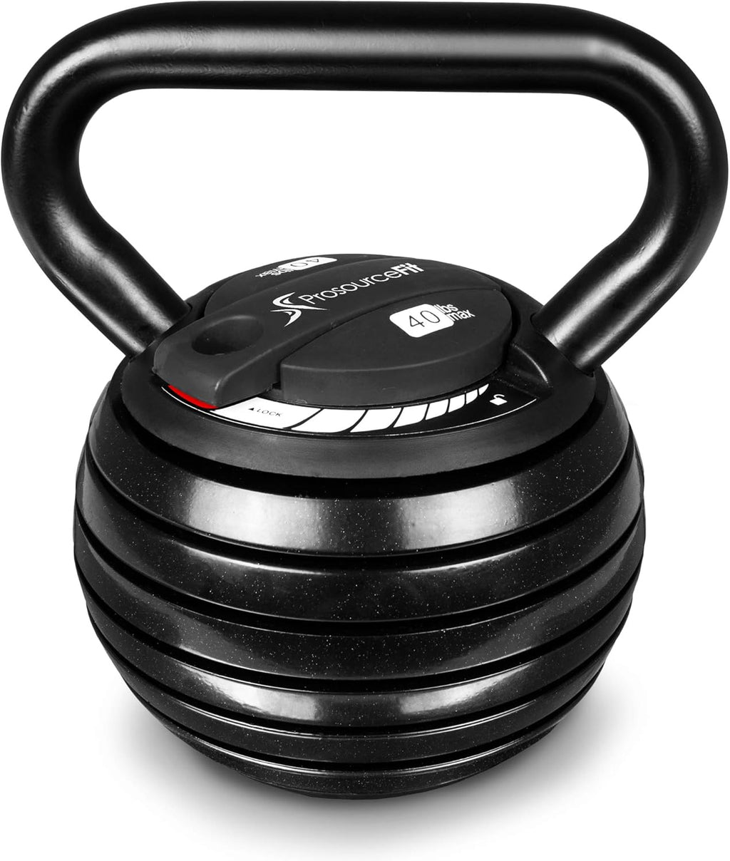 ProsourceFit Adjustable Kettlebell Weight Set - 40 lb Cast Iron for Home Gym Strength Training