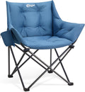 Portal Oversized Padded Camping Chair - Heavy-Duty Folding Chair with Cup Holder & Side Pocket | Supports 350 lbs, Blue
