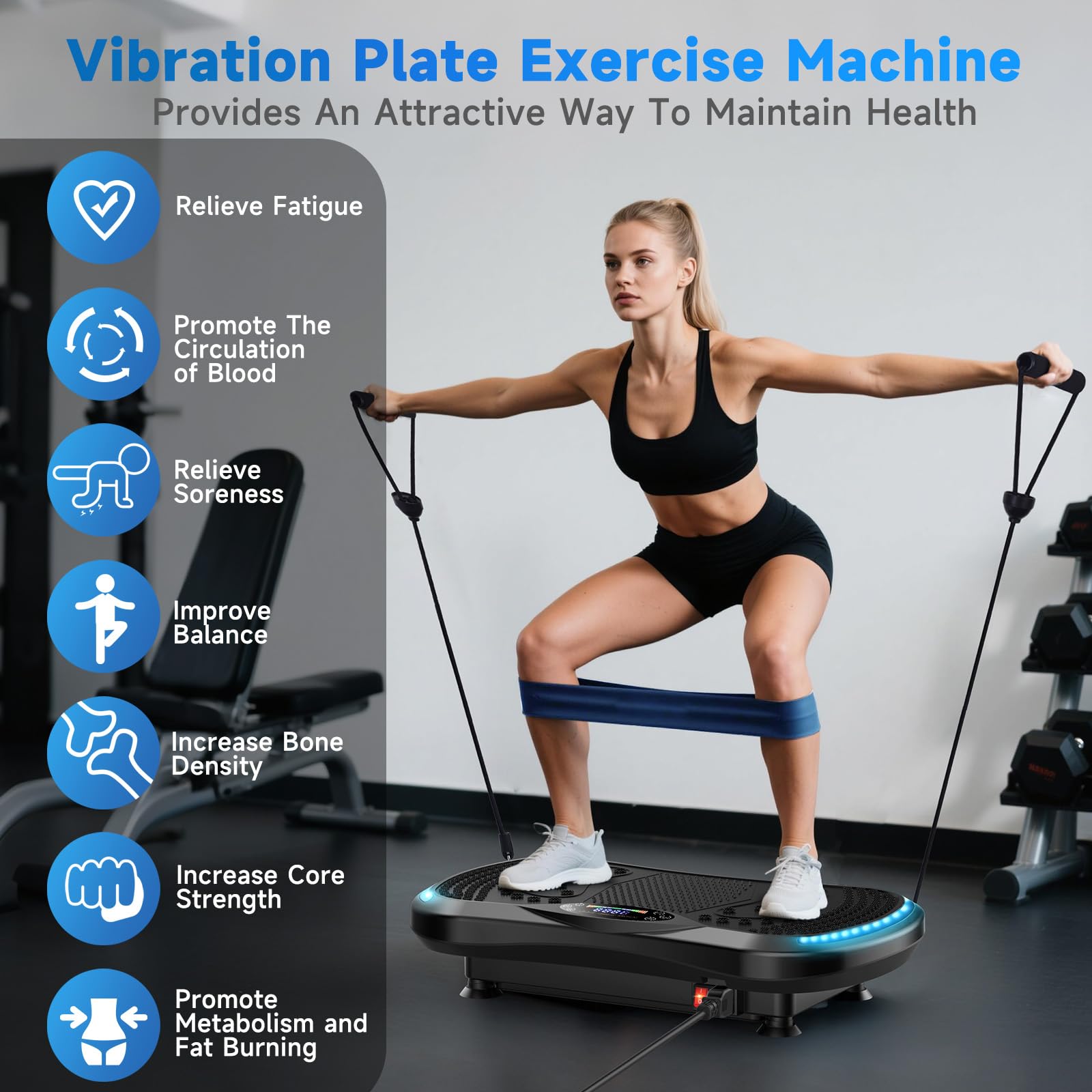 Vibration Plate Exercise Machine for Lymphatic Drainage, Vibration Machine for Full-Body Weight Loss Shaping, Vibrate Fitness Platform 400 Lbs & 200 Adjustable Speeds for Women Men Home (Black)