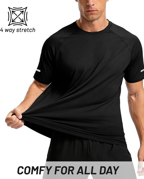 Little Beauty Men's Workout Shirts - 3 Pack Fast-Dry Athletic T-Shirts | Moisture-Wicking Short Sleeve