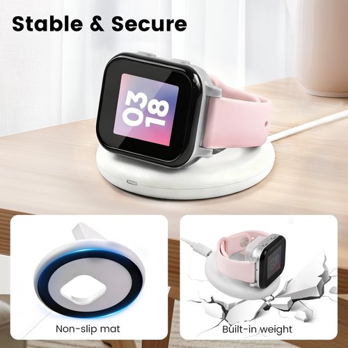 Compatible with Gabb Watch 3 / 3e Charging Stand for Kids, Foldable Magnetic Desktop Dock, Snap-On Charger Station to Encourage Daily Charging Habits at Home or School (White)