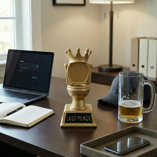 Freetoes Gold Toilet Trophy - 6 Inch Fantasy Football Loser Award | Funny Last Place Trophy