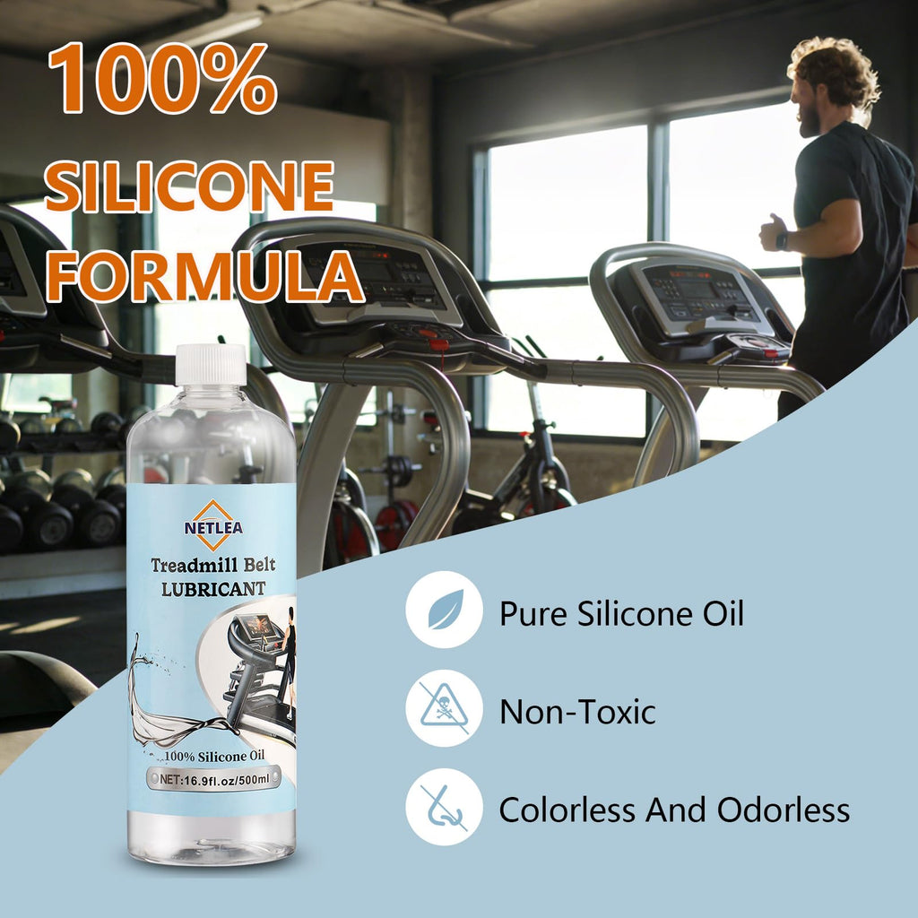 NetLea 100% Pure Silicone Treadmill Belt Lubricant16.9fl.oz+5 fl.oz Bottle - High Temp Resistant Treadmill Oil with Easy-Use Applicator Tube & Twist Cap (21.9fl. oz) (21.9oz)