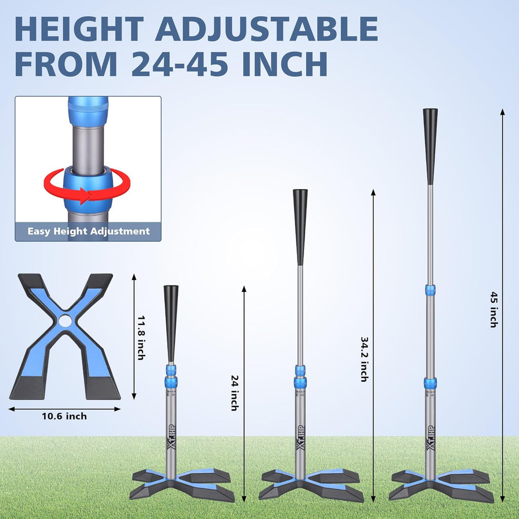 Skiennix Baseball Tee - Adjustable Batting Tee with 5.8 LB Base | Height 24"-45" for Training
