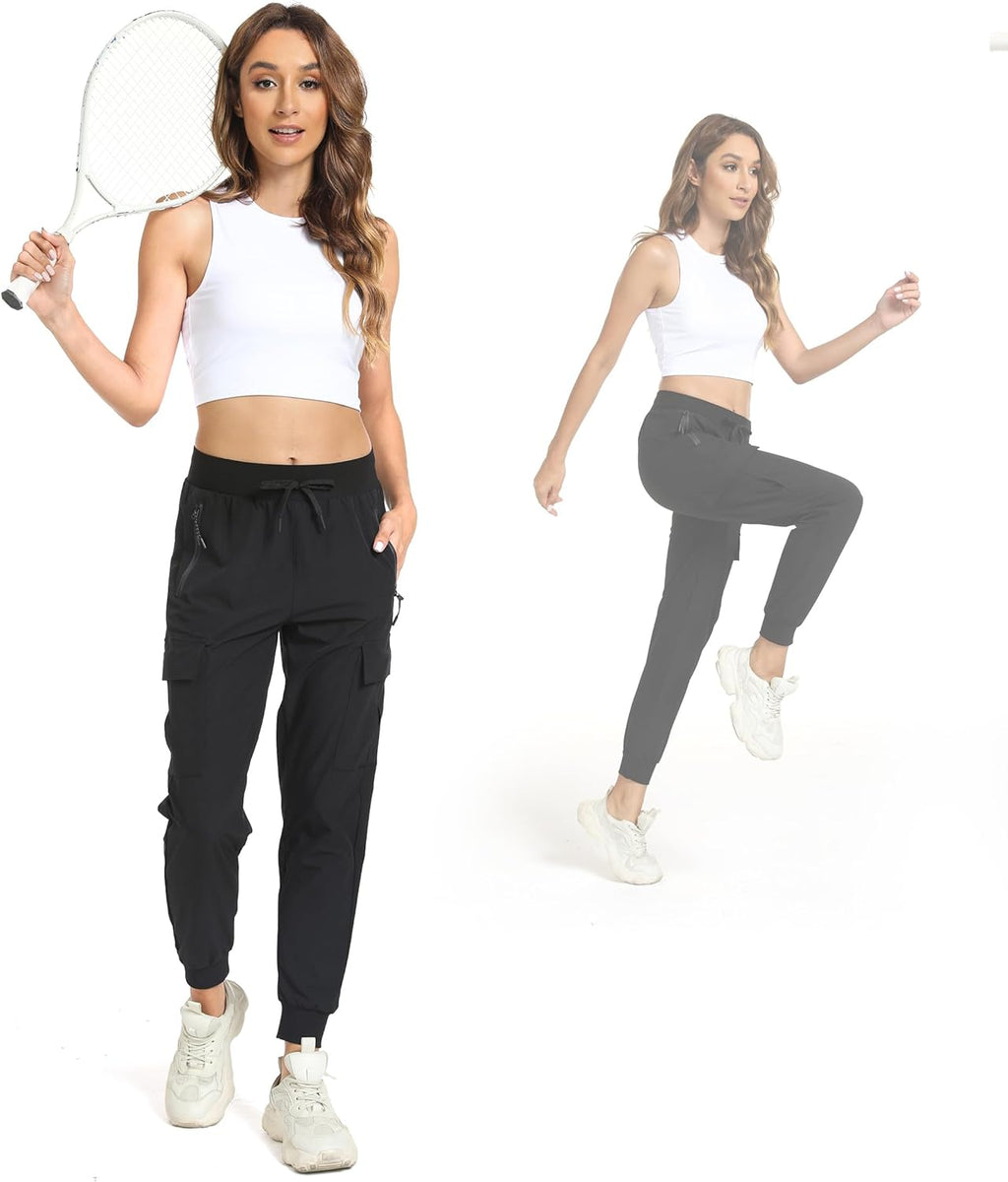 Skiennix Women's Cargo Hiking Pants - Lightweight Quick-Dry Joggers for Travel & Outdoor Activities