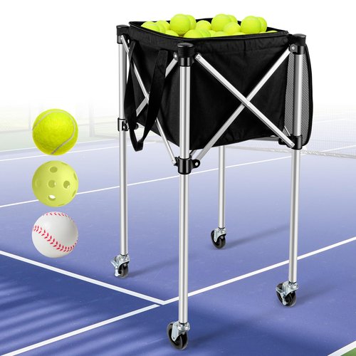 Angooni Professional Tennis Cart with Silent PU Wheels - Sturdy and Lightweight Tennis Ball Cart with 150-Ball Capacity - Portable Tennis Balls Basket & Reliable Ball Carrier