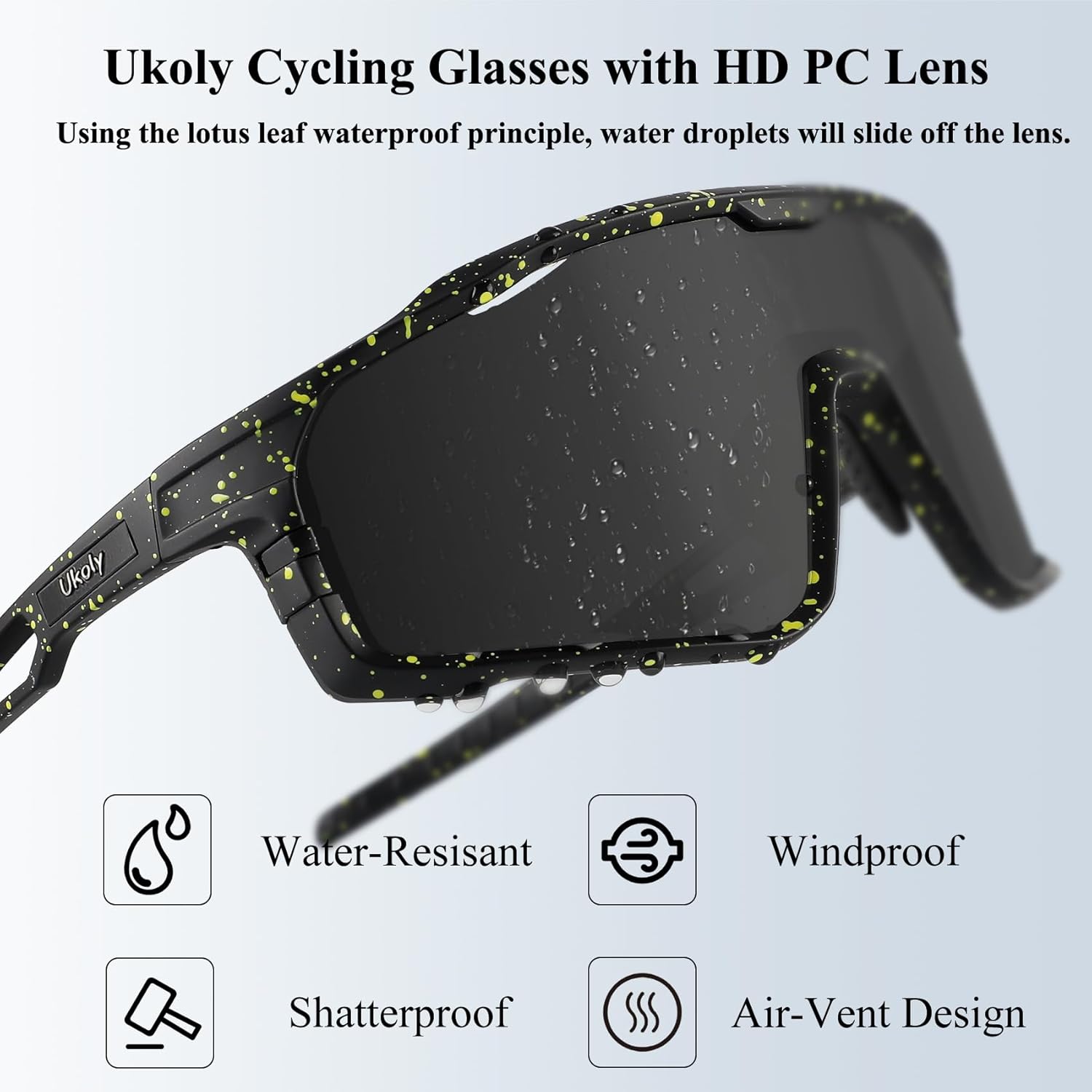 Ukoly Cycling Sunglasses - HD UV400 Sports Glasses for Men & Women | Ideal for Running, Baseball, Fishing, Golf