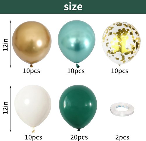 Metallic Green Gold Balloons - 12 Inch Latex Balloons, 60 Pack for Weddings, Anniversaries & Parties