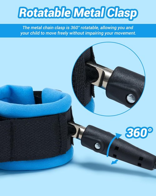 Dr.meter Toddler Leash - 2 Pack Safety Anti-Lost Wrist Link with Key Lock | Reflective Harness, 8.2ft Blue + 4.92ft Orange