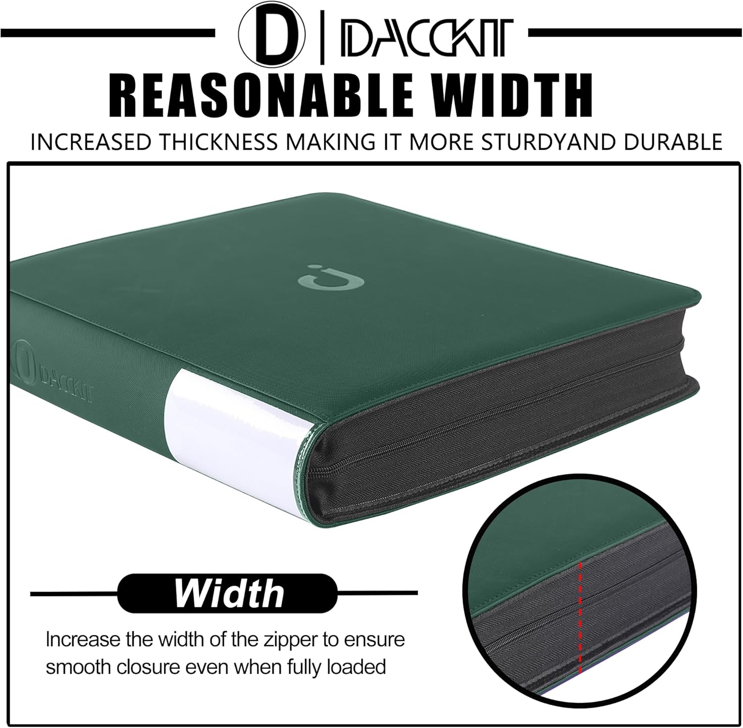 Premium Card Binder - 12 Pocket Design Fits 1200 Cards | 3X4 Ringless with Sleeves, Blackish Green