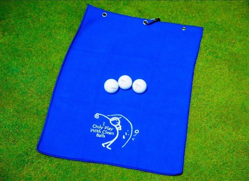 I Only Play with Clean Balls Golf Towel (Blue)