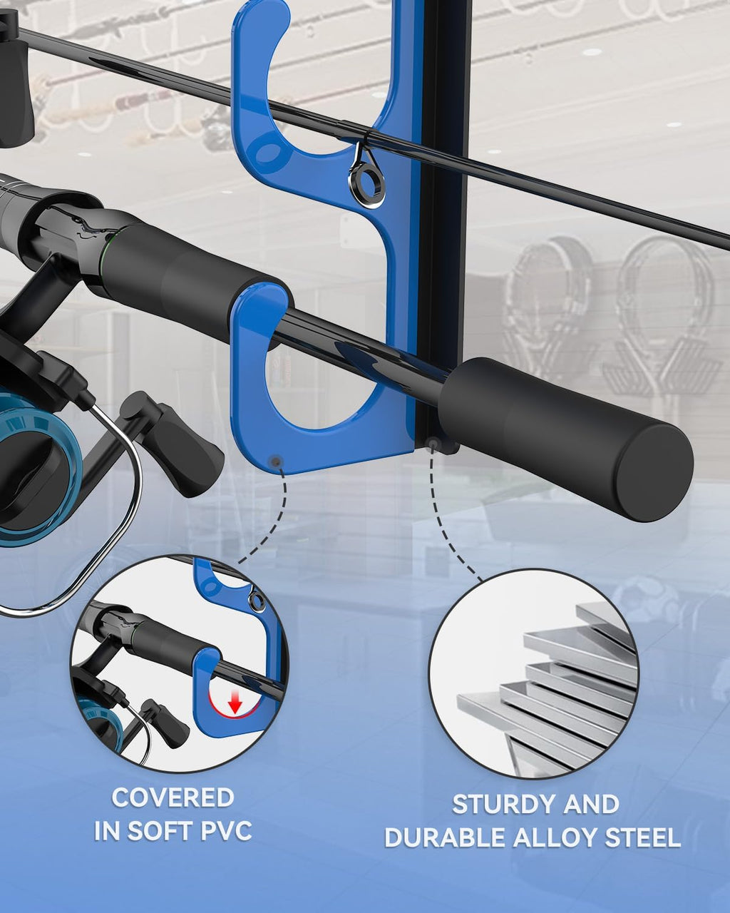 Skiennix Fishing Rod Holders - 5-Position Wall & Garage Ceiling Storage Rack for Most Rods