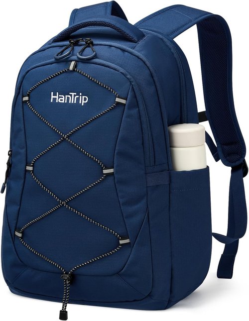 HanTrip Travel Laptop Backpack - Large Water-Resistant Commuter Bag with Reflective Straps | Navy Blue