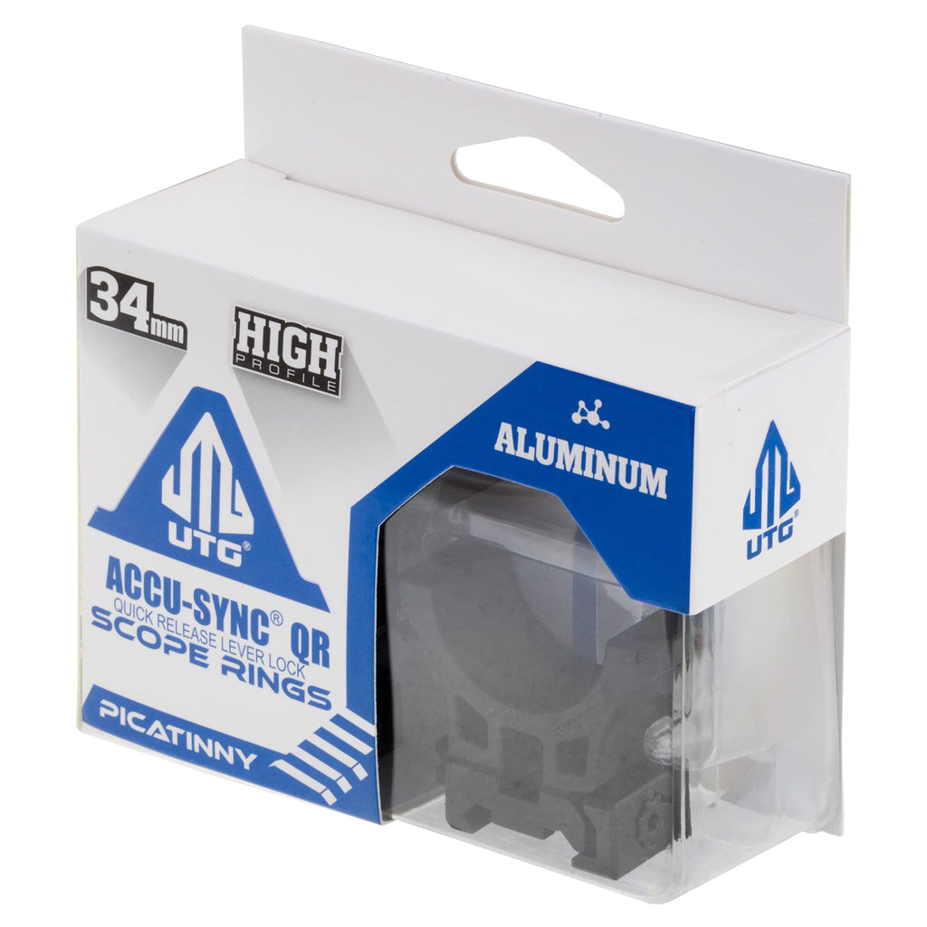 UTG ACCU-SYNC QR 34mm High Profile Scope Rings, Picatinny Black