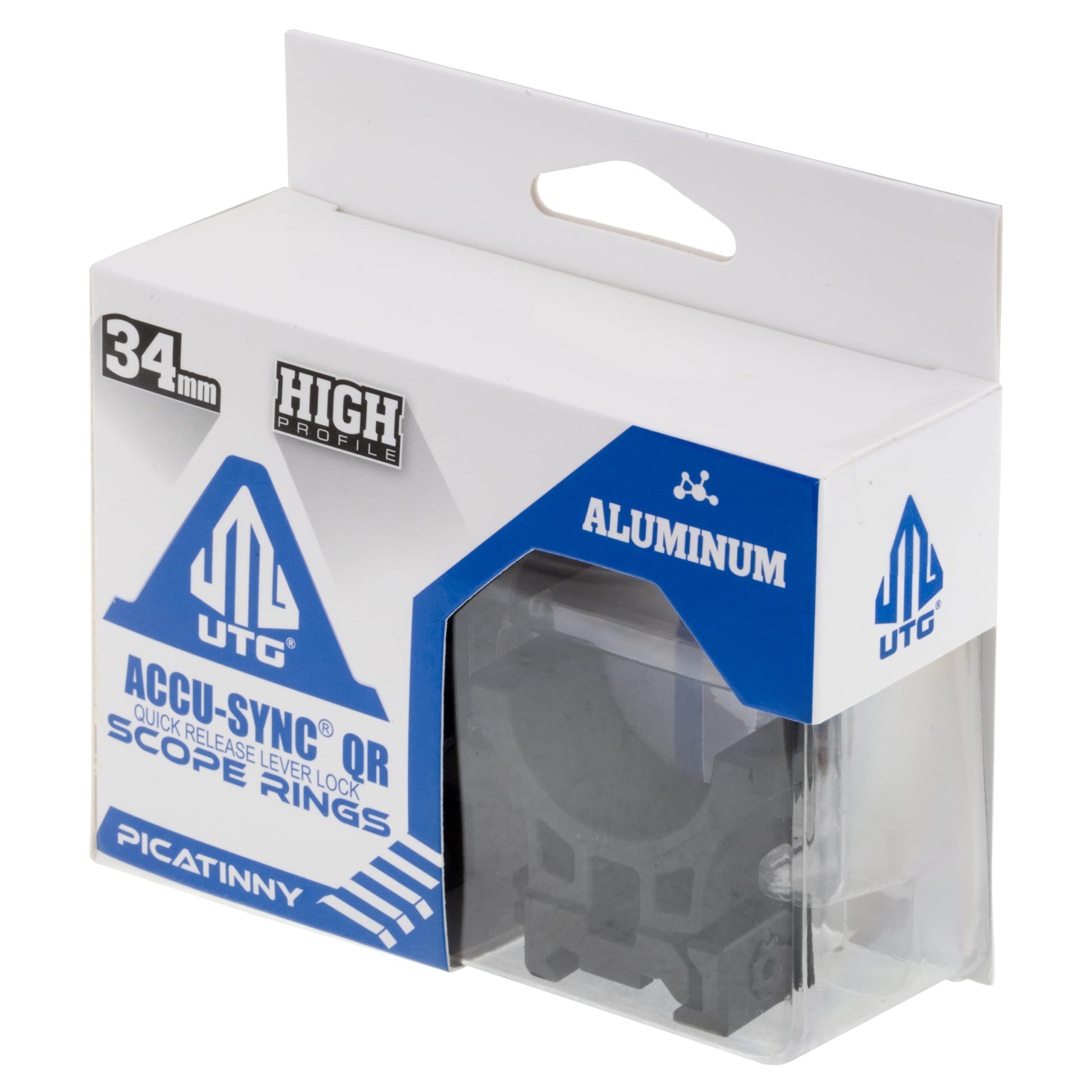 UTG ACCU-SYNC QR 34mm High Profile Scope Rings, Picatinny Black