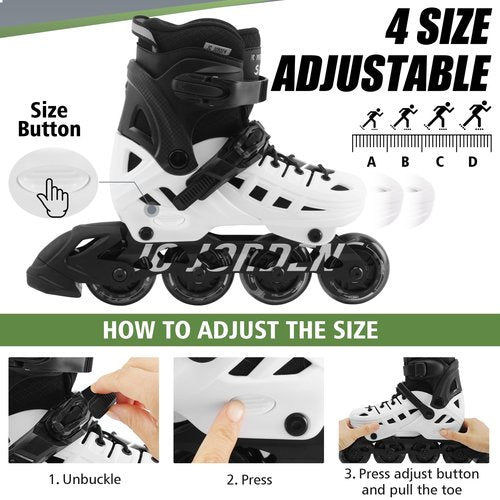 Inline Skates for Kids Girls and Boys, 4 Sizes Adjustable Roller Skates Blades with Full Light Up Wheels for Women Men, Durable Outer Shell, Roller Skates 4-12 Adults