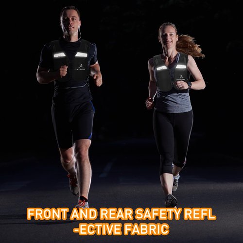 Jogging Vest for Men Women, Lightweight and Small Breathable Hydration Workout Vest with Multiple Pockets for Phones and Water Bottles （Reflective）