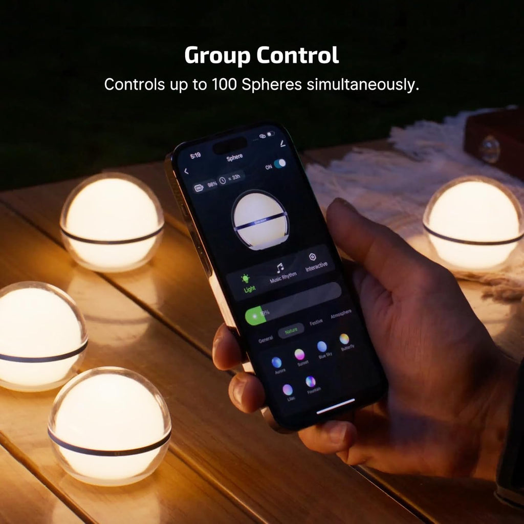 OLIGHT Sphere Smart Night Light - 75 Lumens Stepless Dimming Table Lamp with Portable Magnetic Hook