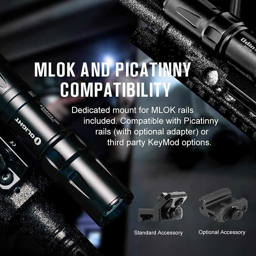 OLIGHT Odin Mini Weaponlight - 1250 Lumens Ultra Compact Rechargeable with Remote Switch | Mlok Mount Included