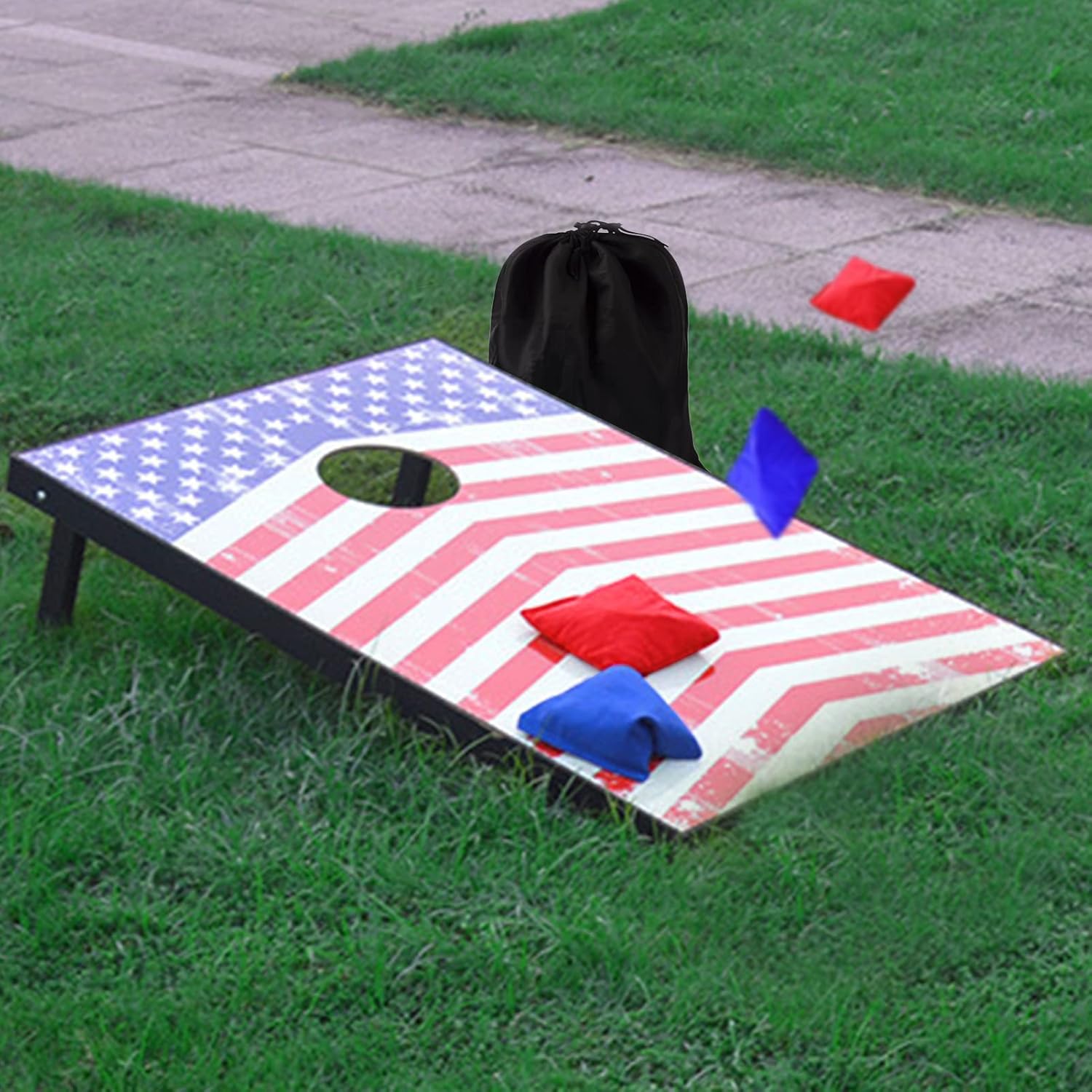 Regine Switzerland Set of 8 Cornhole Bags - Double-Sided, Weather-Resistant Bean Bags with Tote Bag