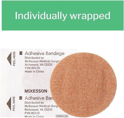 MCKESSON Adhesive Spot Bandage - Performance Fabric, 1" Diameter, Round Tan, Box of 100