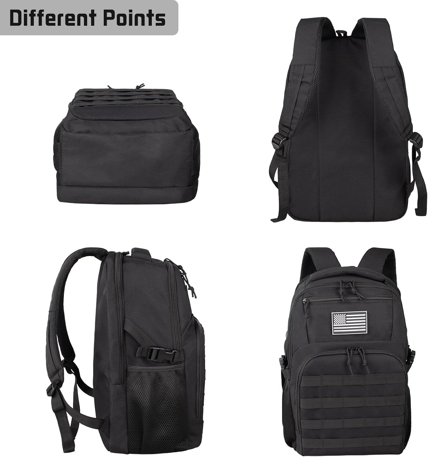 Skiennix 30L Military Tactical Backpack - Compact Molle Assault Bag for Hiking & Camping - Black with Water Pouches