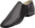 Asyuyu Jazz Shoes for Girls - Slip-On Leather Dance Shoes | Flexible Split Sole, Sizes 2-11, Black/Tan