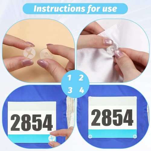 Cobee Race Number Buckle Clips - 24 PCS Clear Reusable Bib Holders for Runners & Triathlons