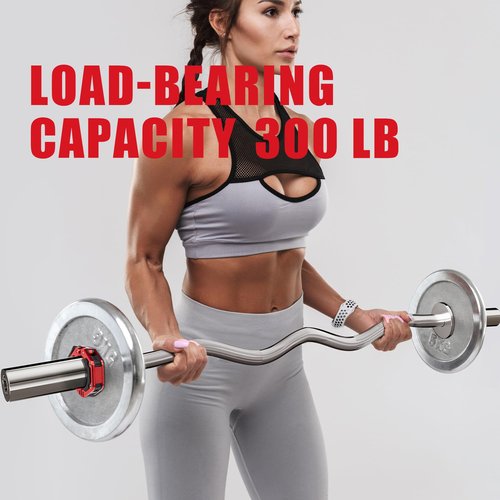 Holleyweb Olympic Barbell Curl Bar EZ Bar Strength Training Bar Threaded Chrome Barbell Bar for Weightlifting, Hip Thrusts, Squats and Lunges