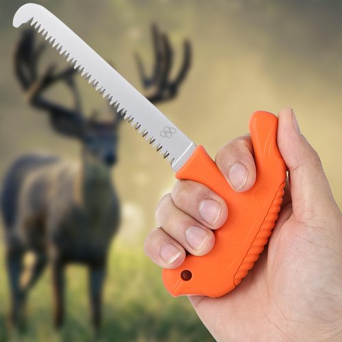 Ceoighe Compact Bone Saw for Hunting, Stainless Steel Sawtooth Blade, Ergonomic T Non Slip Handle, Meat Saw for Camping, Hunting, Outdoor Processing and Hiking with Sheath