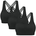 MIRITY Strappy Sports Bra for Women - Padded Seamless Support for Yoga Gym Workout Fitness Pack of 3