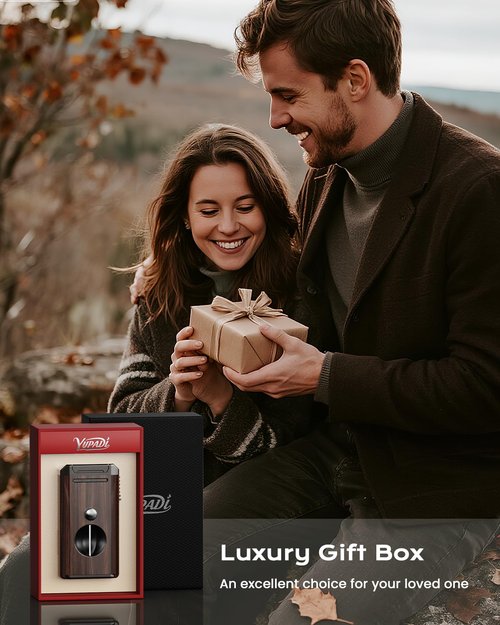 All-in-One Torch Lighter with Holder, Cutter and Dual Jet Flames, Adjustable & Windproof Flame, Refillable Butane Torch Lighter, Multifunctional Gifts for Men, Portable Accessories for Travel
