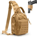Skiennix Tactical Sling Backpack - Military Rover Crossbody Bag for Travel & Outdoor Adventures (Khaki)