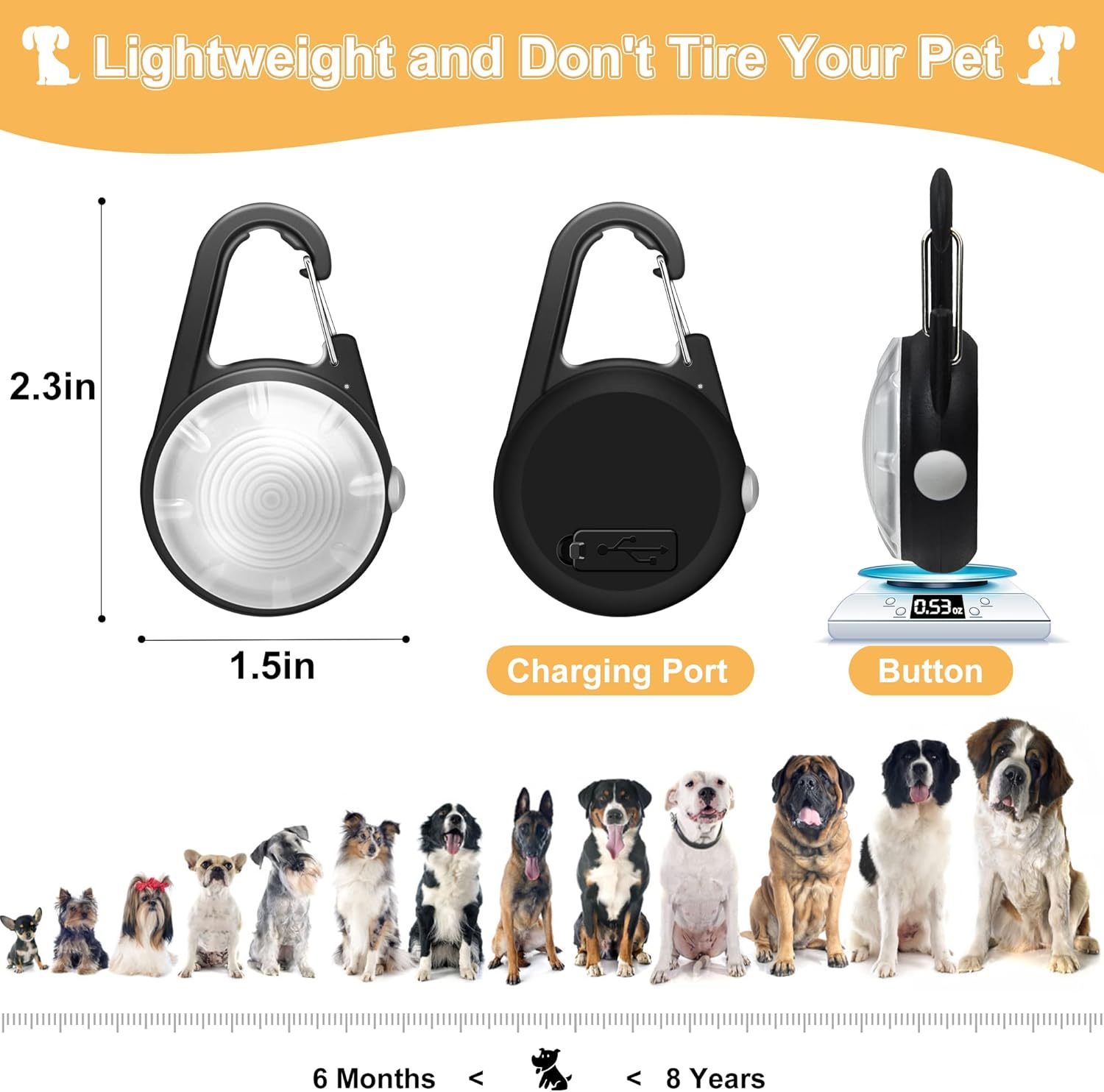 Skiennix Dog Collar Light - Rechargeable LED Night Walking Accessory | 4 Modes, IP68 Waterproof - 2 Pack (Black)