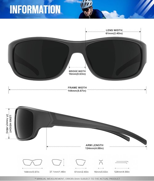 KALIYADI Polarized Sports Sunglasses - UV400 Protection for Men | Ideal for Running, Fishing, Golf
