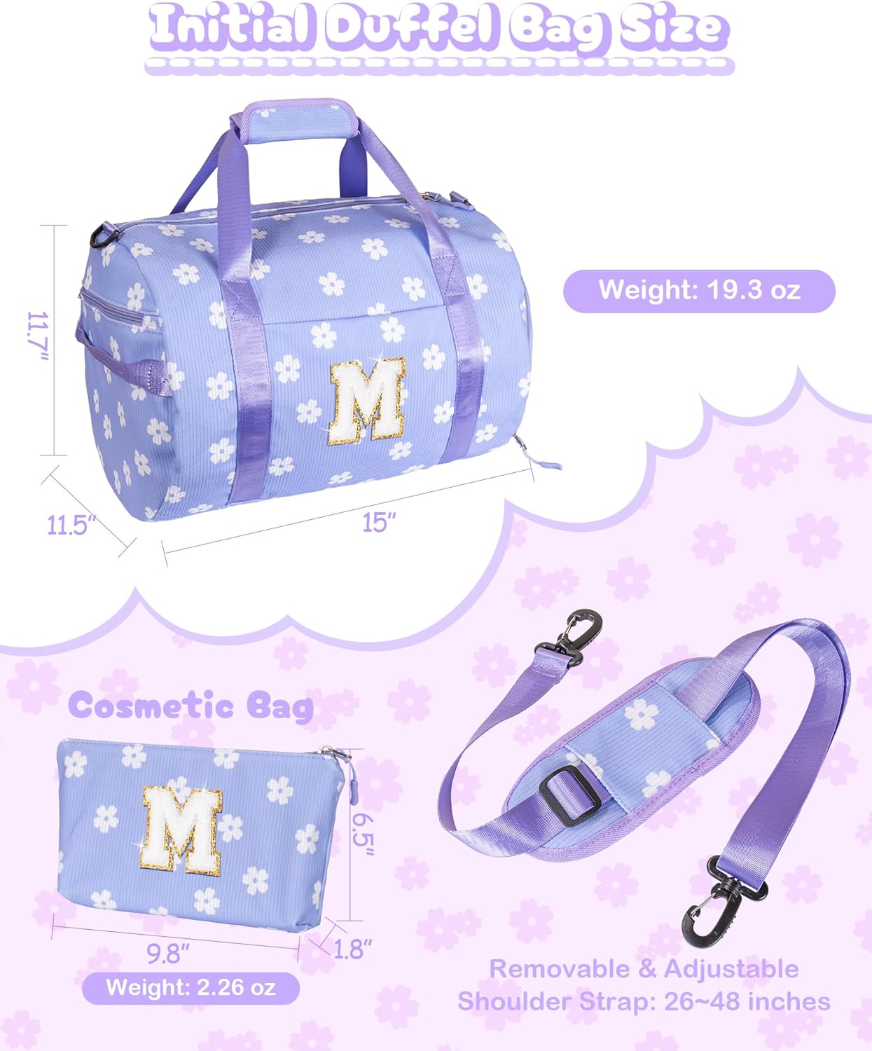 Skiennix Personalized Gym Bag - Sporty Cheerleader Duffle with Shoe Compartment & Toiletry Bag | Custom Gift for Girls