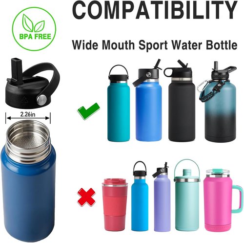 Hydro Flask Flex Straw Lid - Replacement Cap for 20/32/40 Oz Wide Mouth Water Bottles | Durable & Convenient