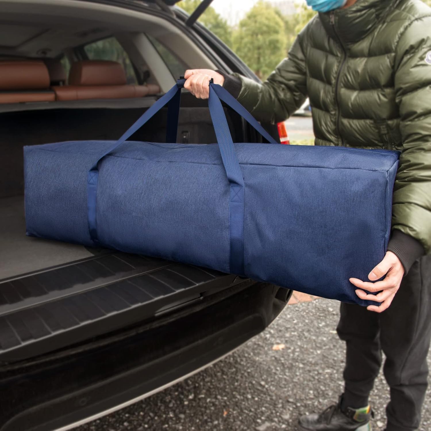 TOPDesign Extra Large 46-Inch Zippered Duffel Bag - Waterproof Travel & Sports Equipment Storage (Grey)