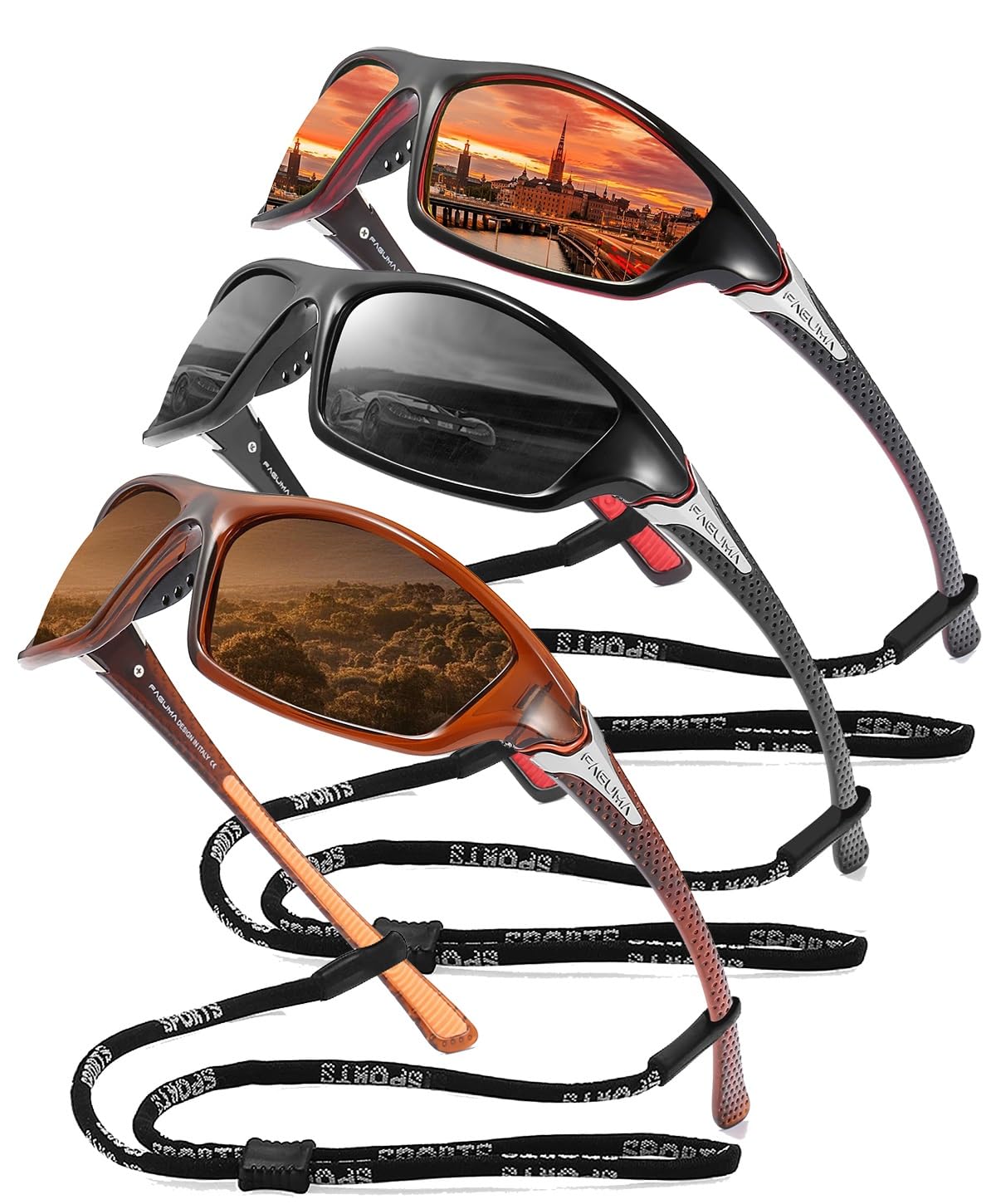 FAGUMA Sports Polarized Sunglasses For Men Cycling Driving Fishing UV400 Protection